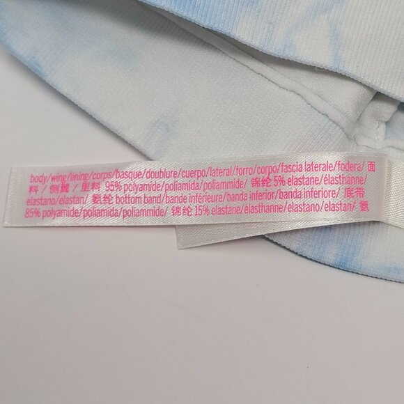PINK Victoria's Secret Seamless Blue and White Tie Dye Lace Trim Plunge Bralette - Picture 11 of 12